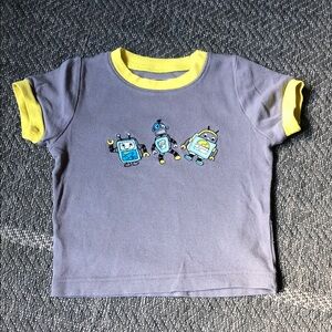 Kirkland Signature gray Tee with Yellow Trim and Robot Graphic